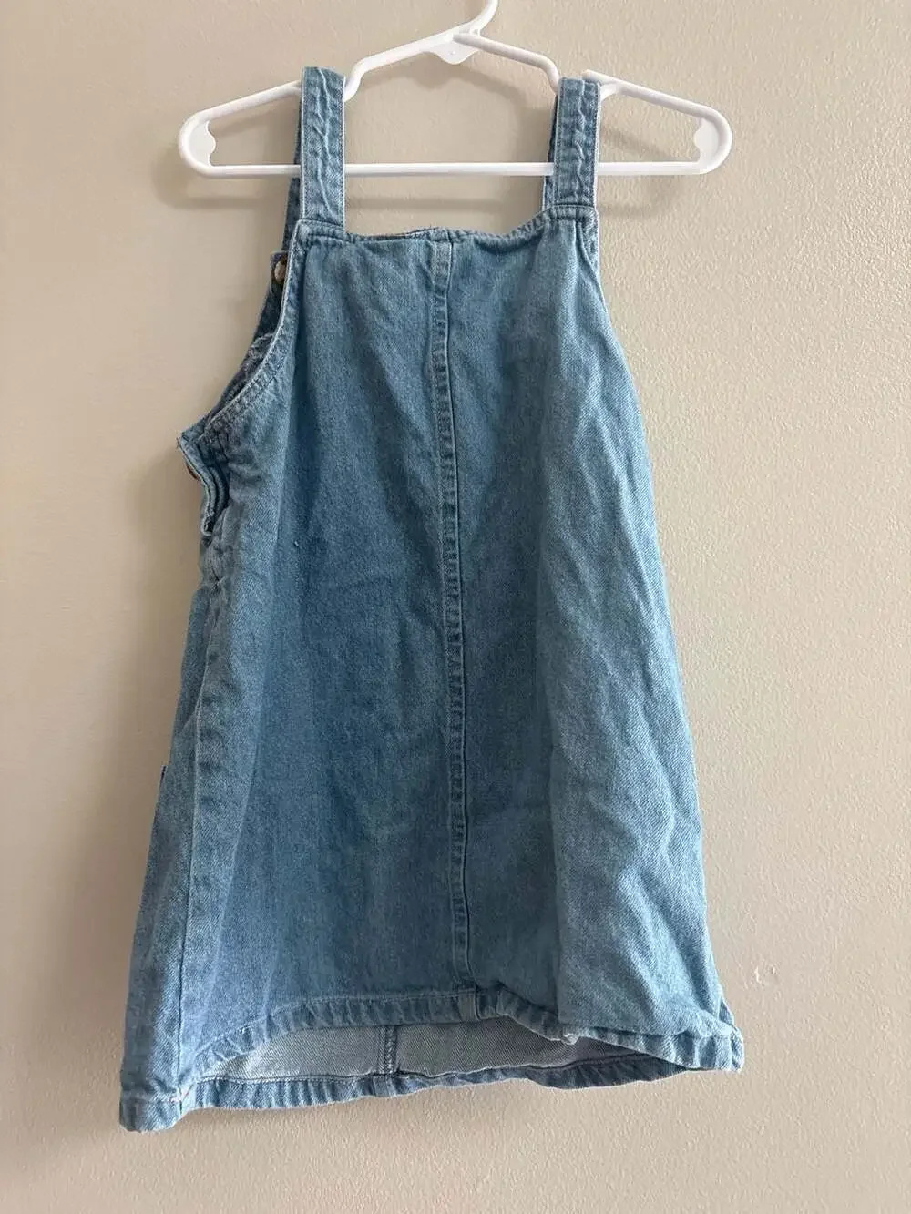 Little Lass Girls Denim Overall Dress Size 6 LOVE Sequin Heart